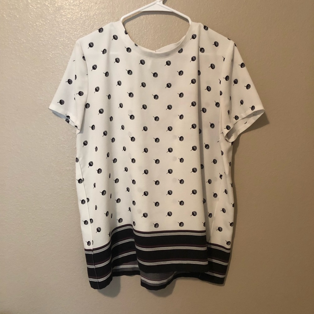 Loft White Purple and Black Top